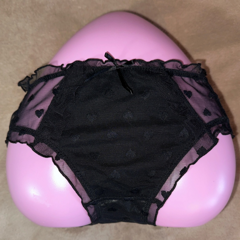 Black - Full 3 way coverage Menstrual Panties Sheer side mesh with ruffles…